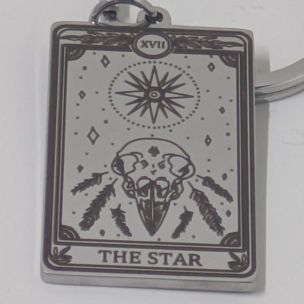Tarot Card Keychain Stainless Steel The Star Card Silver